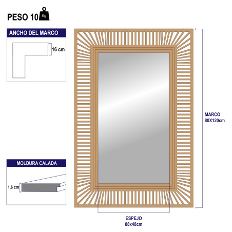 Cuadro espejo linea plantas en acuarela medida del marco 60x80 con paspartu  Print 33x48 30.000 #ventaprintvivipalmito
