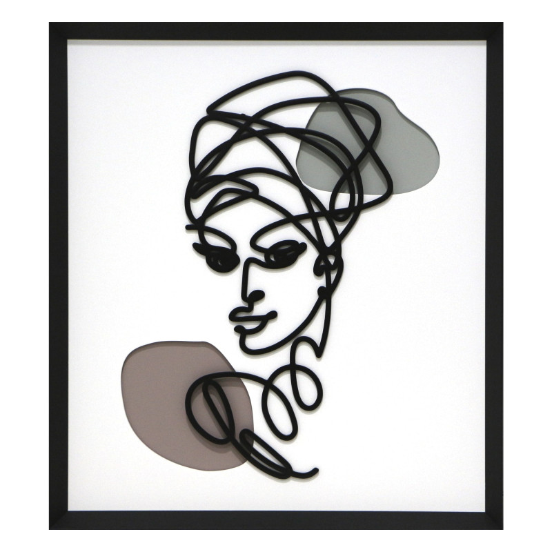 Conjunto de 3 cuadros trípticos de líneas con fondo blanco con marco negro  de madera 35x45 cm Forme