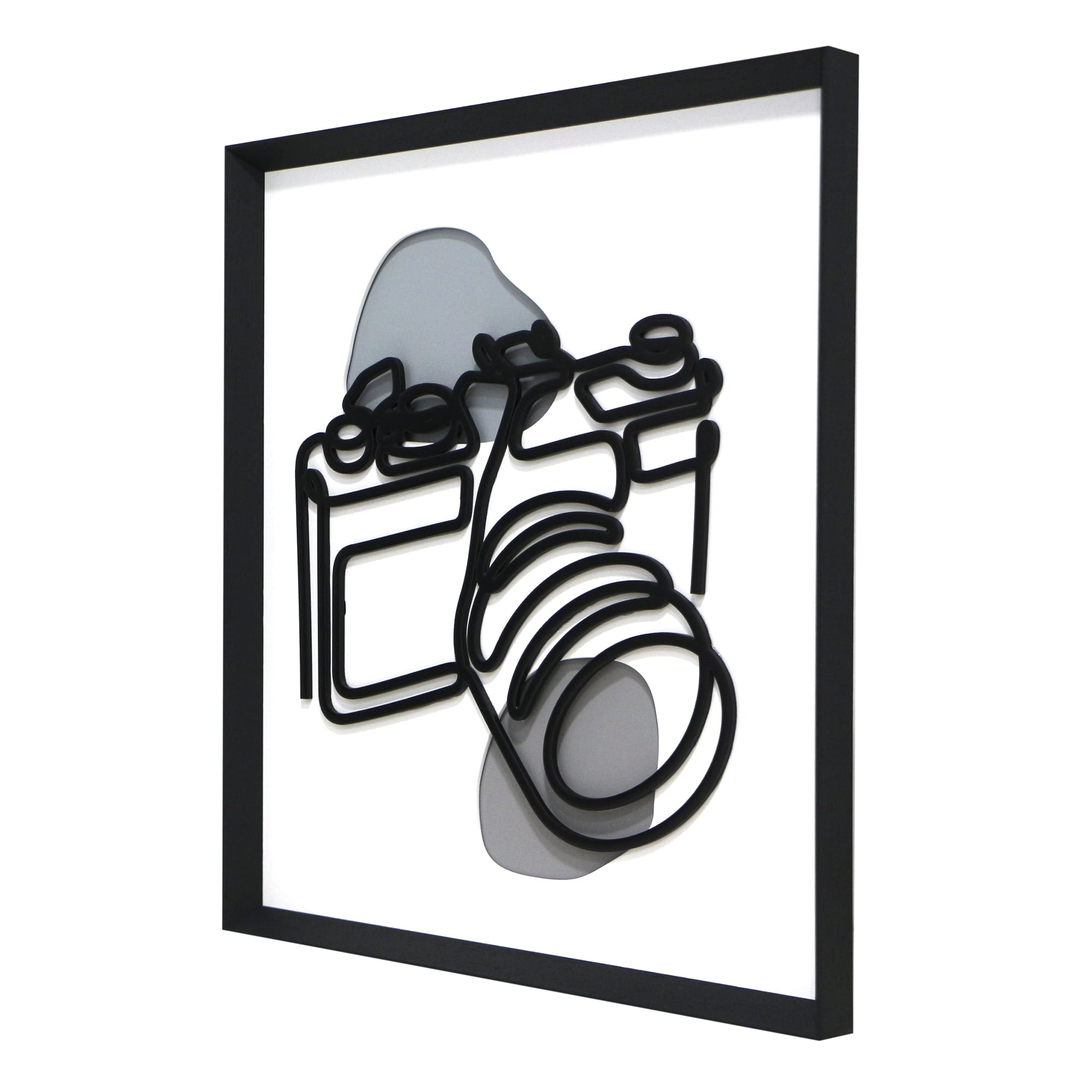 CUADRO DECORATIVO MODERNO LINE ART 3D CON MARCO EN NEGRO. MODELO 305 HOJAS